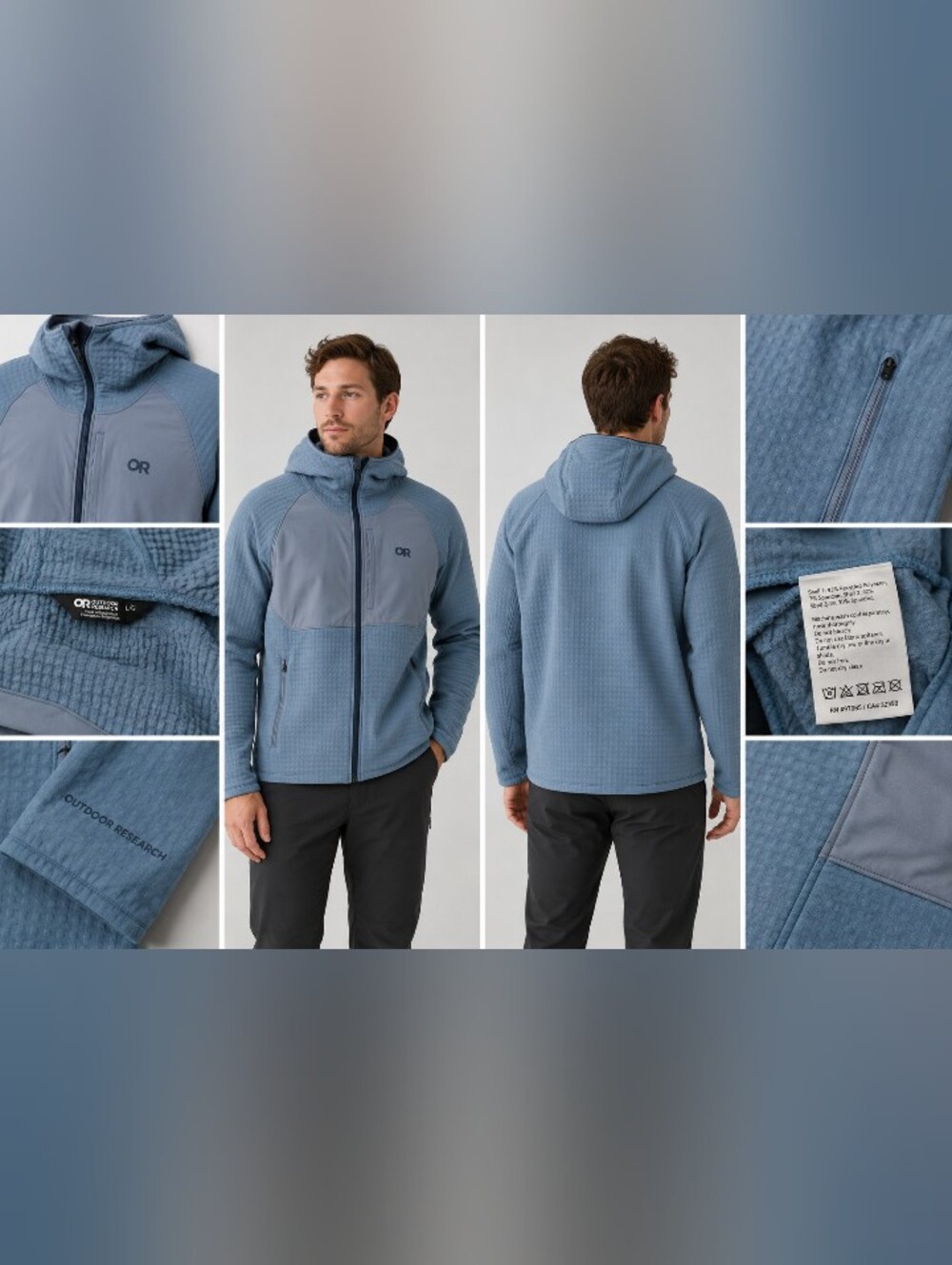 outdoor research vigor plus fleece hoodie men’s large blue full zip hiking